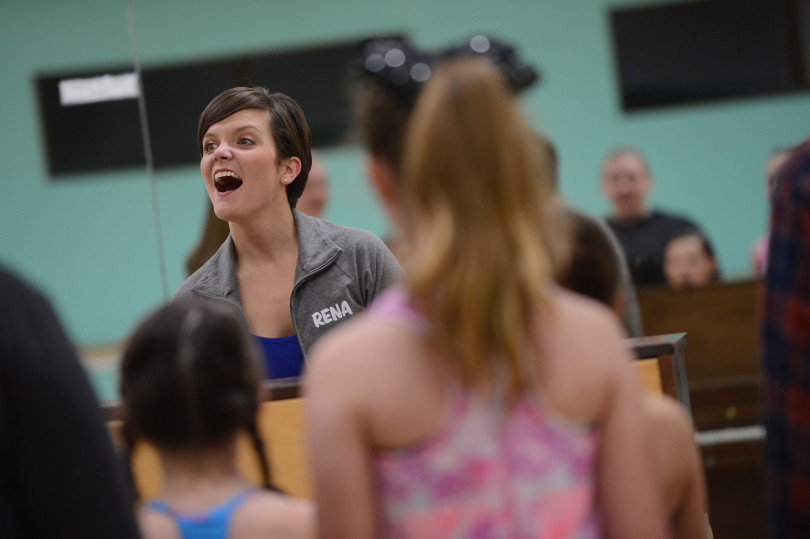 Rena Wilson works through vocal exercises withs students at the Performing Academy in Pleasant Hill, Calif., on Wednesday, Dec. 21, 2017. The building, a former fire station, was owned for many decades by Diablo Theater Company and before that it was known as Diablo Light Opera. The new owners are proud add this facility to their Lamorinda Theater Academy group. (Dan Honda/Bay Area News Group)